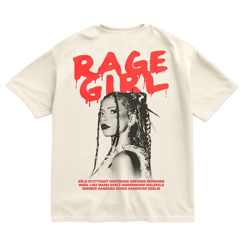 2026 Hot Sale RAGE GIRL Tour T Shirt Double Sided Print Music Concert T-shirt Unisex Hip Hop Streetwear T-shirt Y2K Gothic Cotton Oversized T-shirts