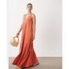 Women's Solid Color V-neck Sleeveless Maxi Dress, Loose Draped Casual Lazy Style Long Sundress for European American