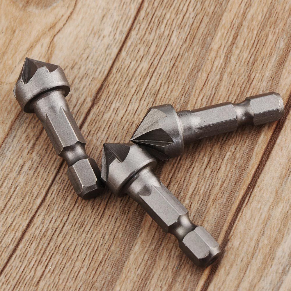 90 Degree Bevel Cutting 1/4" Hex Shank Deburring Drilling Chamfer Bit Cutter Countersink Drill