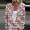 Women's Fashion Christmas Printed Long Sleeve Knitted Cardigan Button Down Jacket