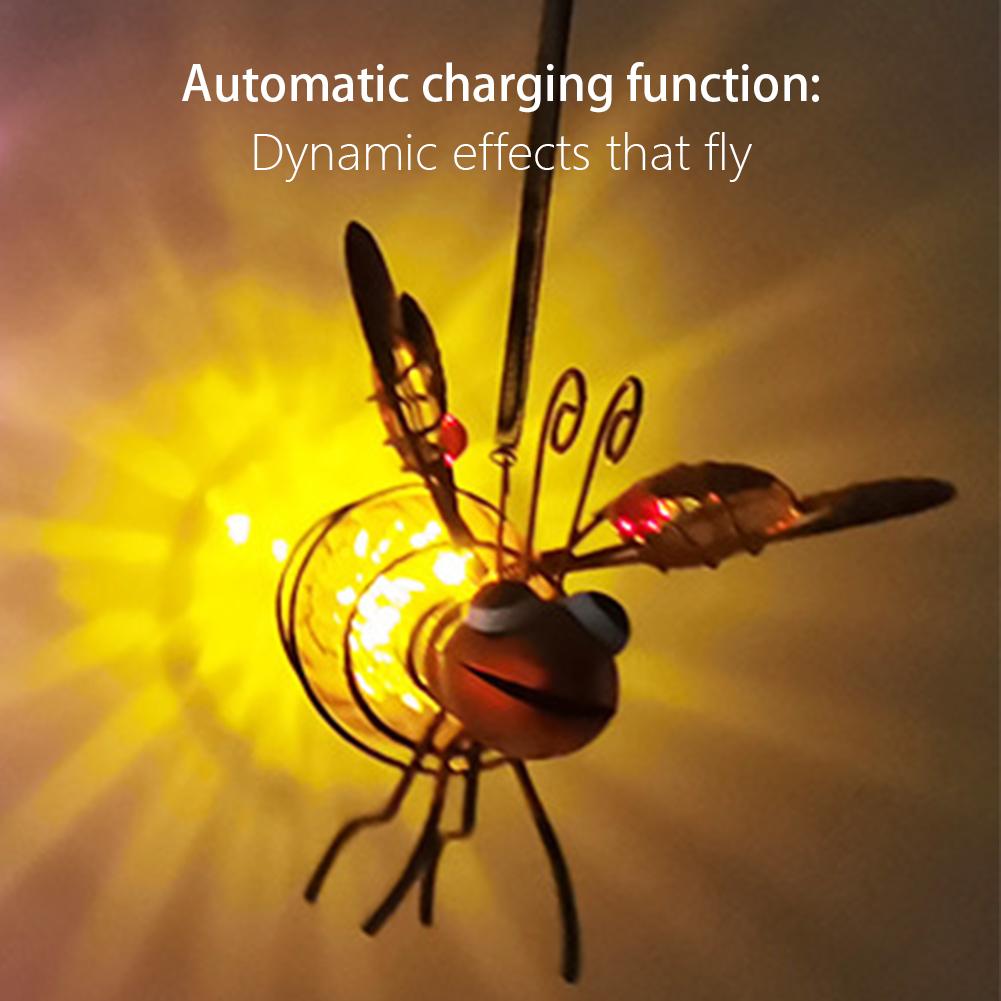 Солнечные гирлянды в виде жуков, металлическая железная статуя насекомого со светодиодной лампой в виде крылатого муравья, наружное подвесное украшение для дерева для двора, садового искусства, декора
