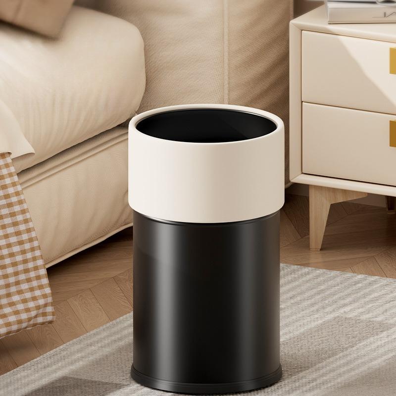 Stainless Steel Trash Cans Large Capacity Trash Bins Modern Luxury Household Garbage Bins Living Room Cleaning Accessories