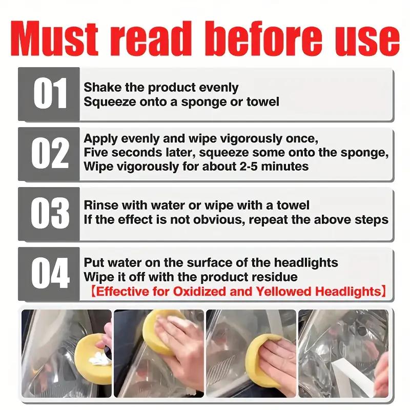 Профессиональная полировальная паста для фар автомобиля, простой в использовании набор для ухода за фарами, восстанавливает окисленные, пожелтевшие и помутневшие фары автомобиля