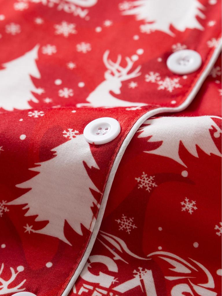 Европейский и американский рождественский принт Женский пижамный комплект - Топ с длинным рукавом и брюки, Хлопковая домашняя одежда для осени/зимы