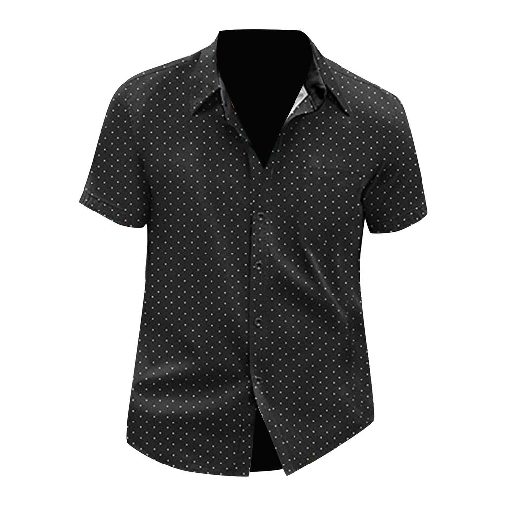 Рубашка с коротким рукавом, мужская повседневная рубашка с коротким рукавом, свободная рубашка с карманом