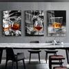 Modern Alcohol Wine Glass Whiskey Spirits Canvas Painting Living Room Porch Poster Room Decoration Wall Stickers Clear Hd Gift