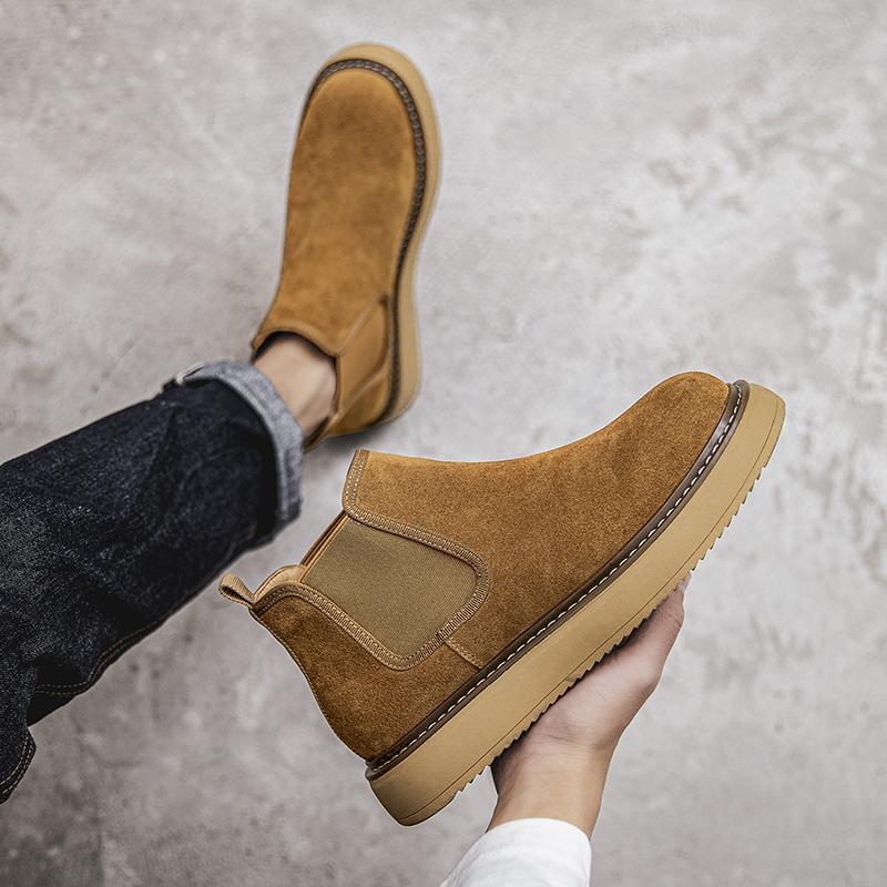Men's Retro Suede Leather New Arrival Chelsea Boots Men Fashion Ankle Boot Mens Casual British Style Short Boots High-Top Shoes