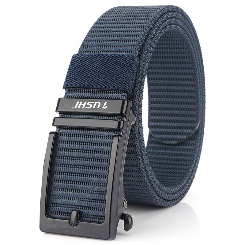Новый мужской ремень для поездок на работу с автоматической пряжкой из нейлона, универсальный двухслойный толстый ремень для отдыха на природе
