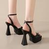 Fashion Chunky Heels Women Sandals Summer Shoes Women Sexy Thick High Heels Platform Square Toe Shoes Wedding Shoes Woman Pumps Sandales