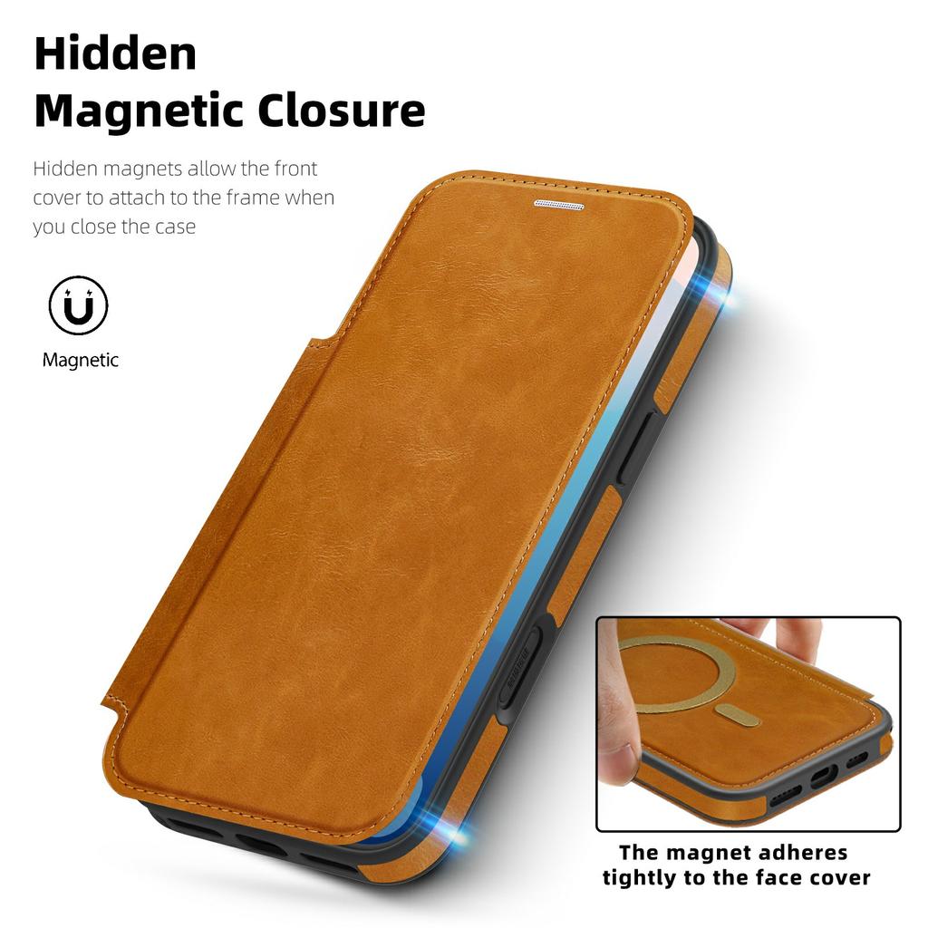 For iPhone 17 Pro Max Case Compatible with MagSafe RFID Blocking Card Holder Leather Phone Cover