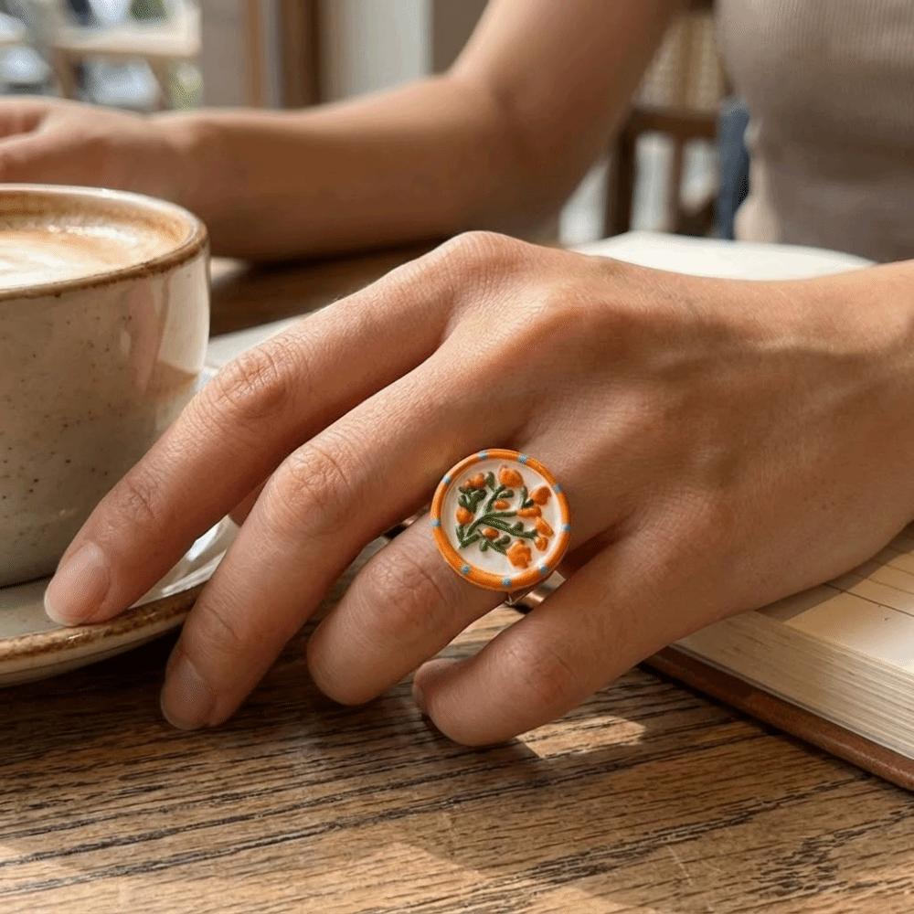 Irregular Rotundity Ethnic Style Ring Photo Frame Vintage Zinc Zinc Alloy Geometric Ring Women Accessories