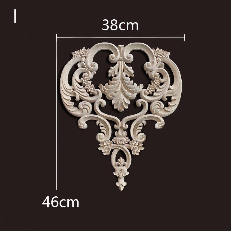 Rubber Wood Applique for Furniture Flower Decoration Wood Carving Onlays Luxury Living Room Decoration Decal Floral Home Decor