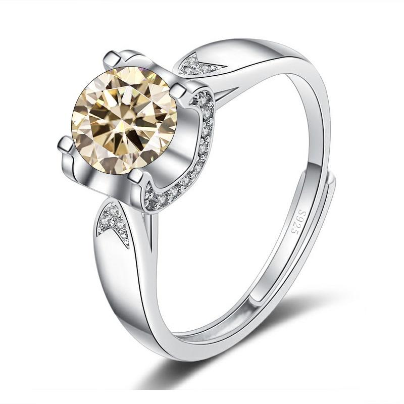 Bague Ringen Diamond-encrusted Dovetail Bull's Head Four Claws Mosanite Ring Female Simple Marriage Engagement 1or 2ct Carat Ring