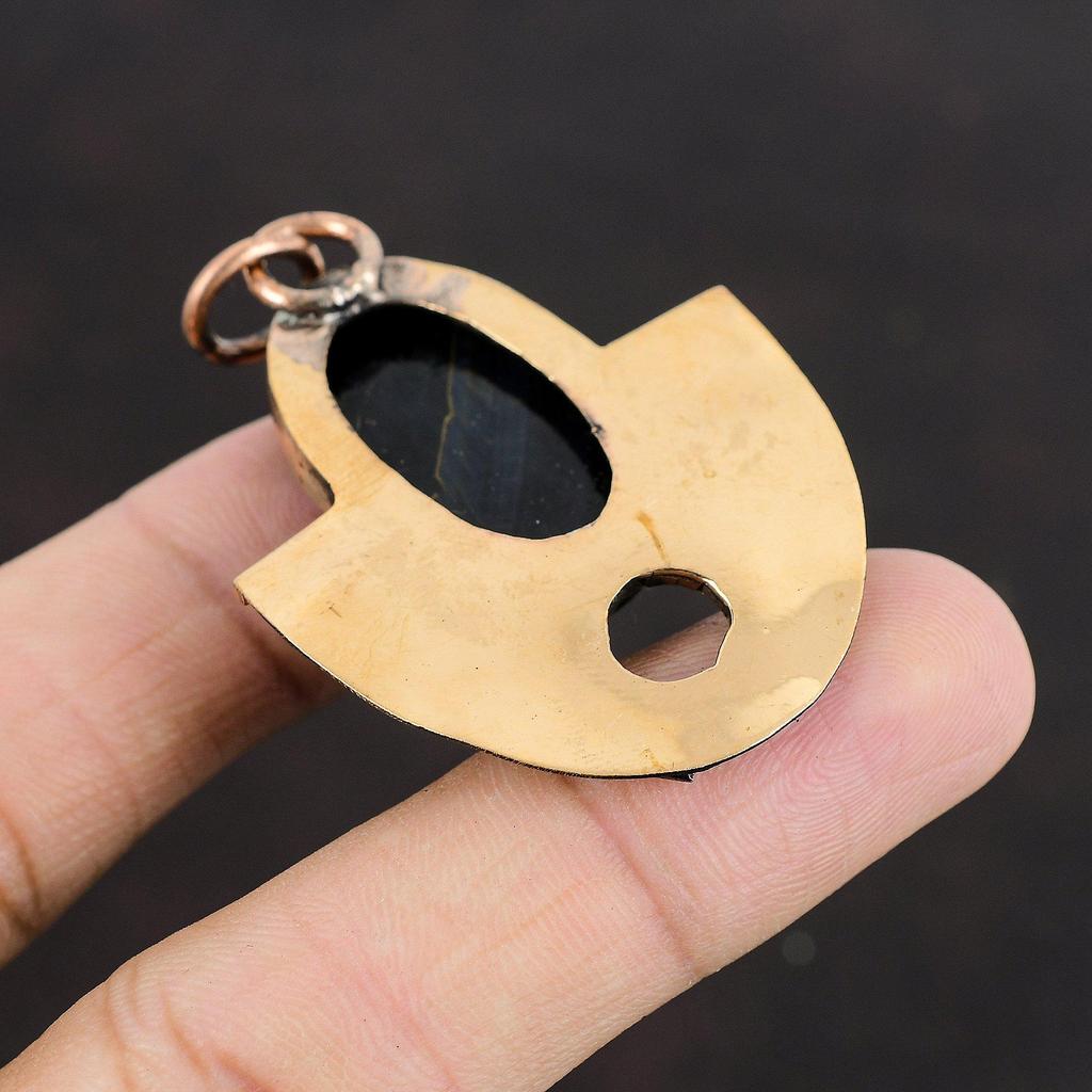 Кулон из питерсита, медный кулон, настоящий драгоценный камень, дизайнерский кулон, ювелирные изделия из питерсита, антикварные медные украшения, подарок для него