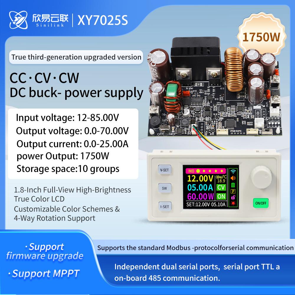 XY7025S 1750W 25A CNC BUCK DC Power Supply Adjustable CV CC CW Step-Down Converter MPPT Charging 12-85V To 0-70V WIFI 485 IR