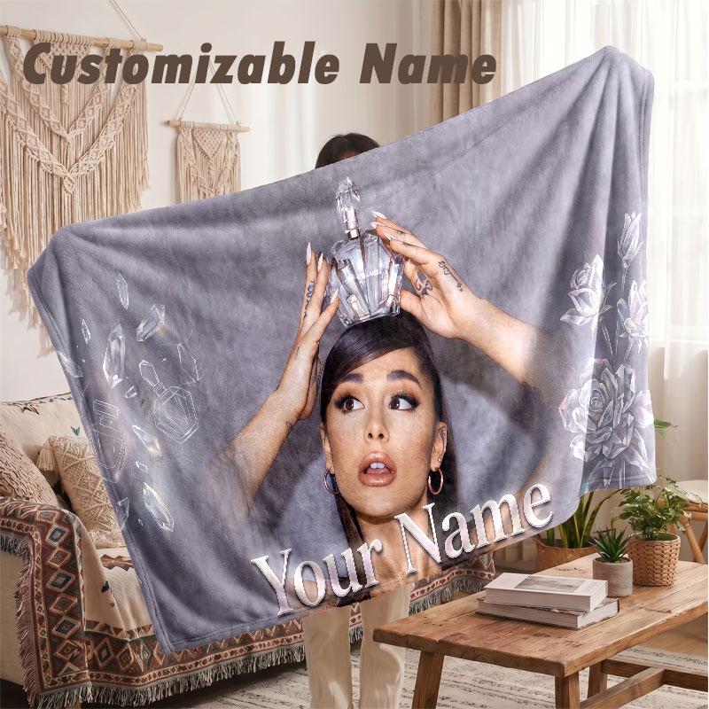 Custom Name Flannel Blanket,Ariana Grande Lightweight Warm Bed Blanket For Couch & Holiday Gift