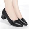 Модные туфли женские на среднем каблуке офисные туфли-лодочки из искусственной кожи, черные, базовые, на квадратном каблуке, весенне-осенние, женские, повседневные, элегантные