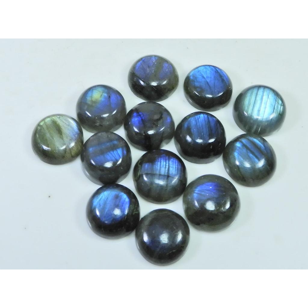 12X12MM Natural Labradorite Blue Round Cabochon Loose Gemstone 13Pcs Lot C-1033