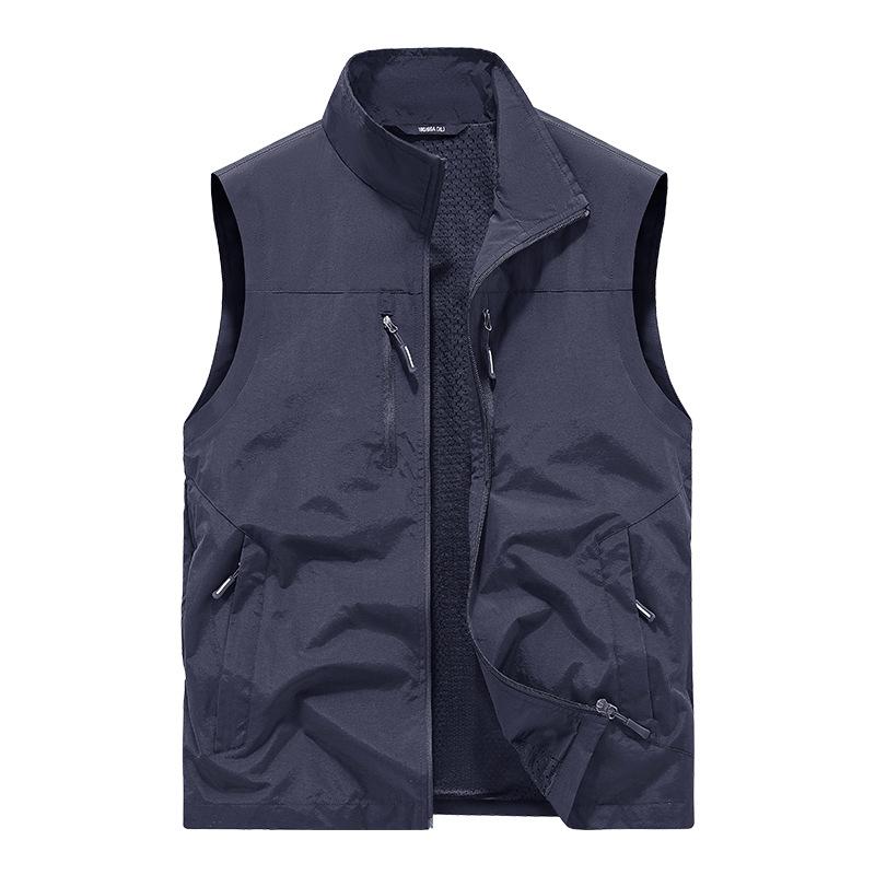 Casual Vest Men'S Loose Vest Outdoor Zipper MultiPocket Jacket Spring And Autumn Vest Large Size Sports 8871