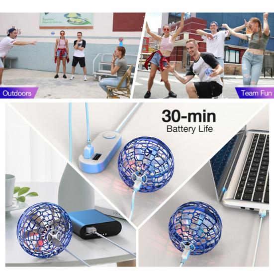 Волшебная парящая сфера-мяч с разноцветной подсветкой, вращающаяся на 360 градусов сфера НЛО, дистанционное управление, бумеранг, спиннер, летающий мяч, игрушка для снятия стресса