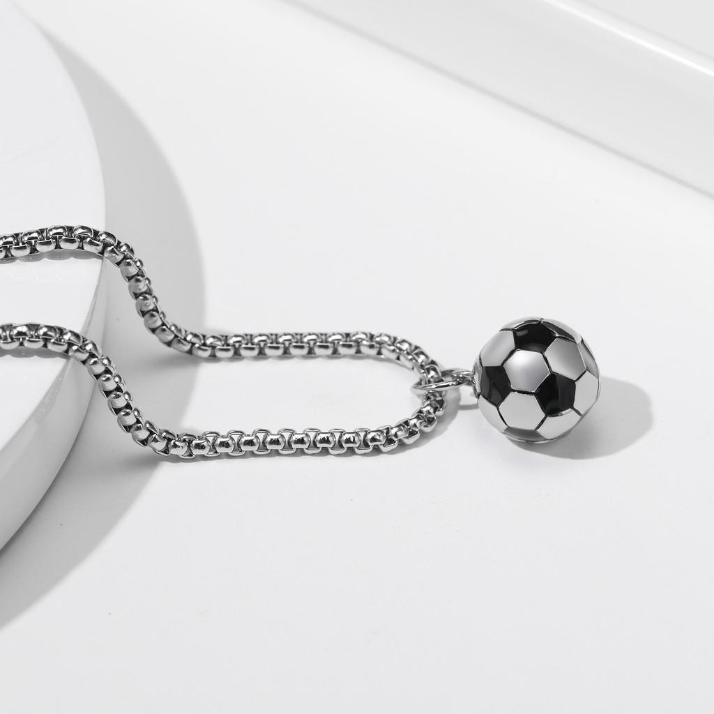 3D Football Necklaces For Men, Solid Stainless Steel Casual Scoocer Pendants, Sports Lover Boys Birthday Gifts Jewelry