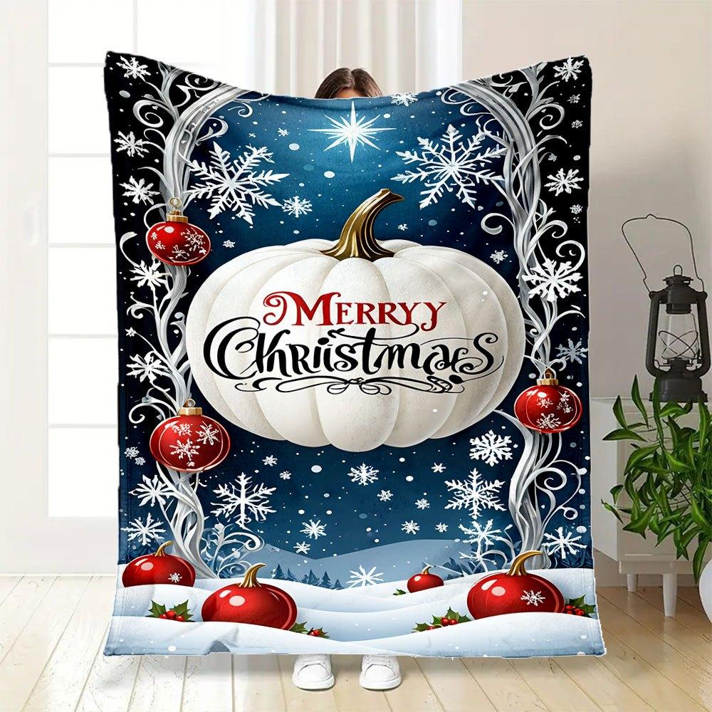 "Merry Christmas Winter Wonderland Frame"Blanket Flannel Throw Blanket for Sofa, Bed, Travel, Camping, Office