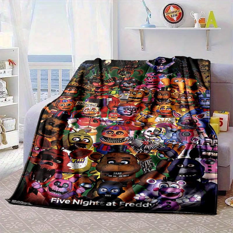 Fnaf Character Collage Blanket Flannel Blanket for bed, sofa, Camping, Hiking, Picnic Essentials, gift for family Fan gifts
