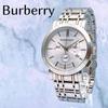 Б/У Рабочие мужские часы Burberry Heritage Chronograph Оригинальный ремешок с узором Nova Check Нержавеющая сталь Серебристый Винтажные BU1372