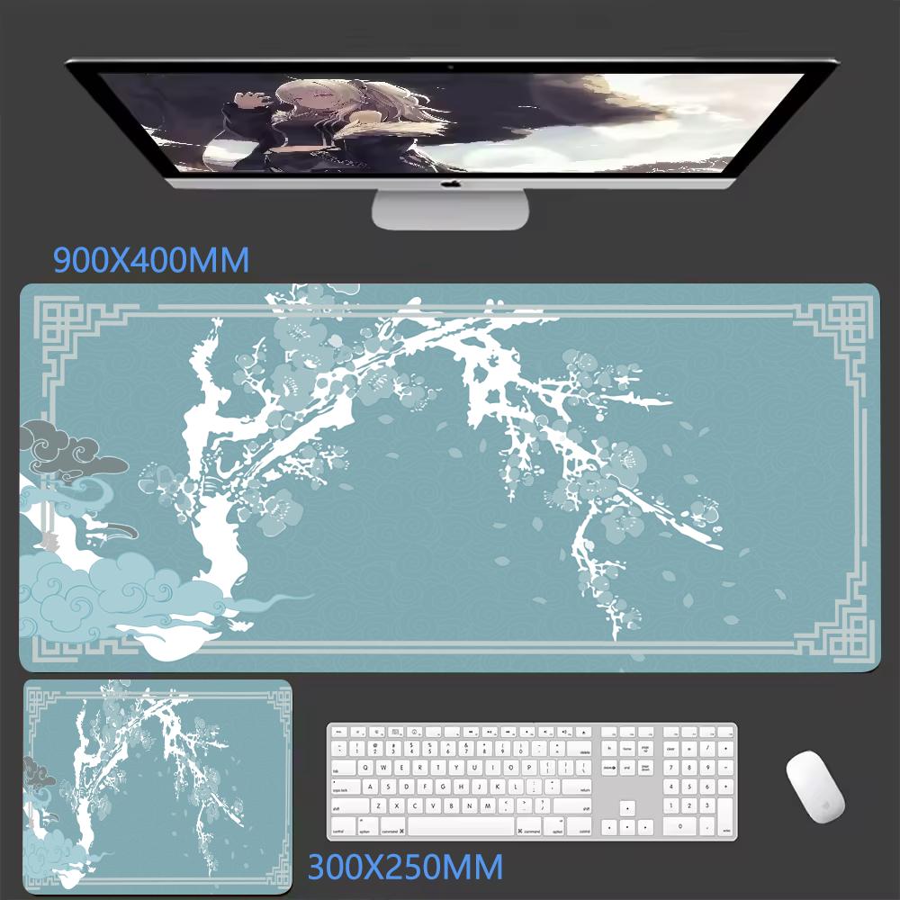 Plum BlossomCloud Extended Gaming MousePad Minimalist Oriental DeskMat NonSlip Keyboard Pad keyboard pad NonSlip