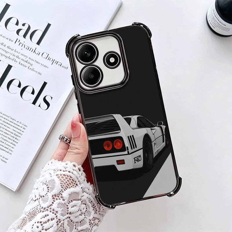 Black White Sports Cars Aesthetics Plating Phone Case For Xiaomi Redmi Note 14 15 Pro Plus 13 12 11 11S 11T 10 9S 9 5G Anti-Fall