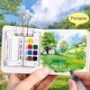 Мини-коробка для акварельных красок Yousheng Pocket Artist Travel Set, палитра из 8/15 цветов, металлический зажим из орехового дерева, портативная акварельная ручка