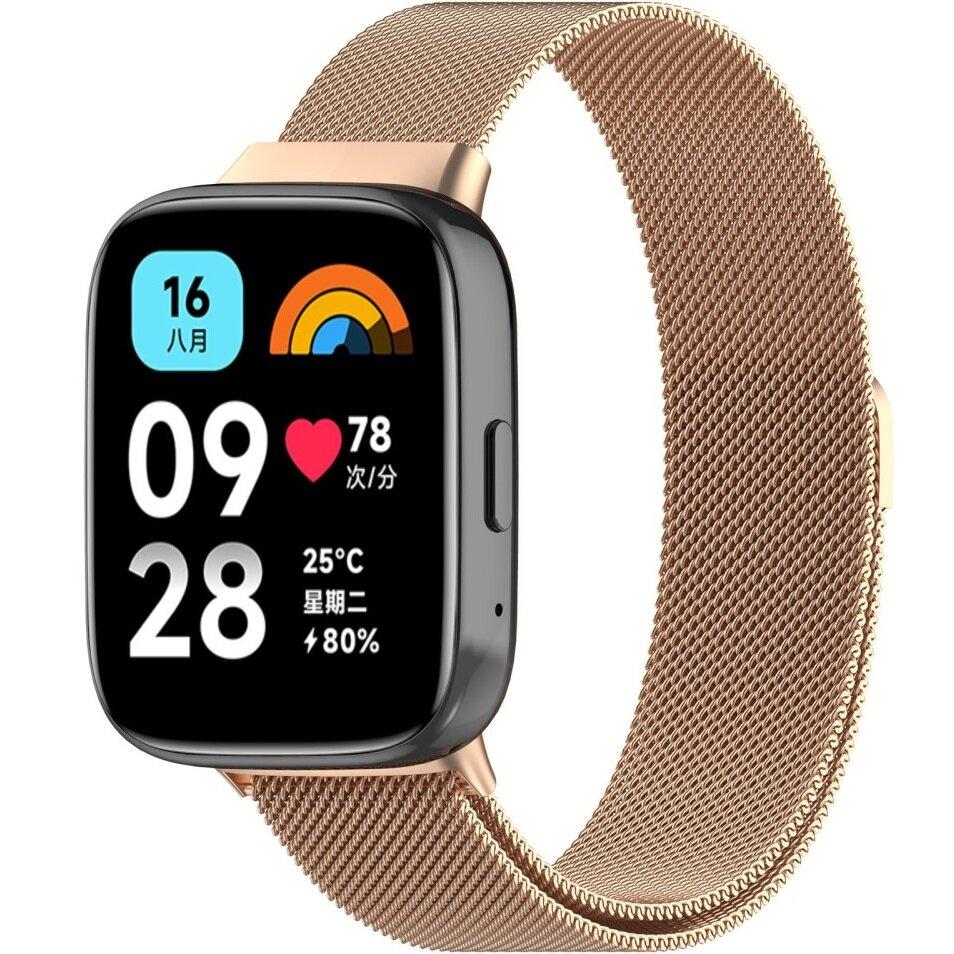 Milanese Bracelet Strap for Xiaomi Redmi Watch 3 Active, Pink Rose Gold