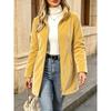 Womens Velvet Jacket Casual Long Coat Half Zip Neck Pockets Daily Wear