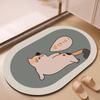 Новый мультяшный милый овальный коврик для пола из диатомовой грязи с животными, ванный коврик с высокой водопоглощающей способностью и быстрой сушкой, нескользящий коврик для детской комнаты