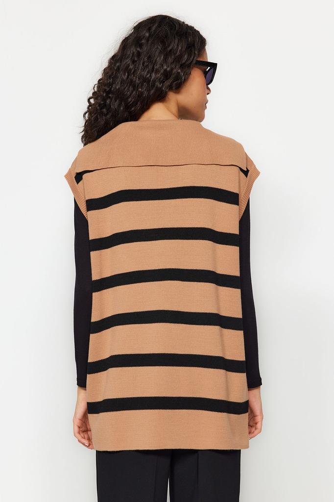 Женский модный стильный свитер в хиджабе, черный трикотаж в полоску с матросским воротником