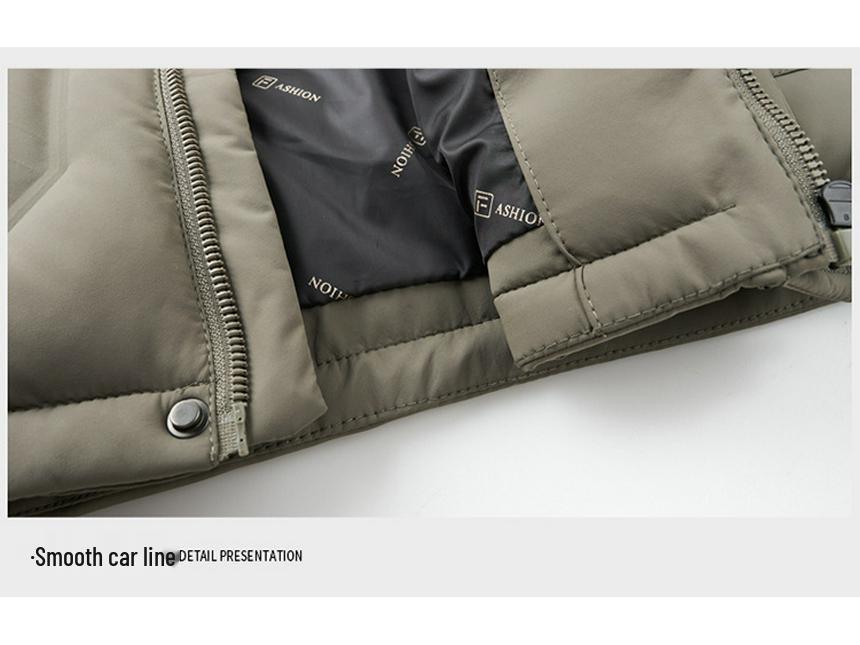 Мужская зимняя толстая пуховая куртка - Короткая, Большого размера, Повседневный свободный крой, 90% белый утиный пух