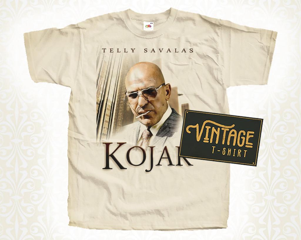 Футболка Kojak V1 Винтажная Натуральный цвет Мужская футболка Цифровая печать DTG РАЗМЕРЫ S M L XL 2XL 3XL 4XL 5XL