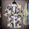 Floral shirt men's short-sleeved summer Hawaiian thin youth retro beach shirt
