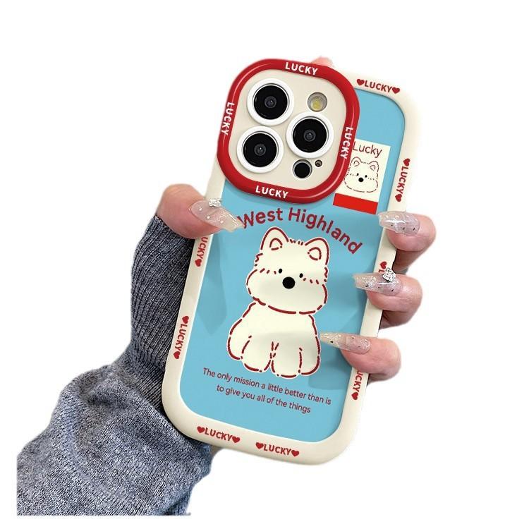 Lucky West Highlands Suitable for Apple 16promax Puff Shell Iphone15/14 Creative 13 Cartoon Anti-fall