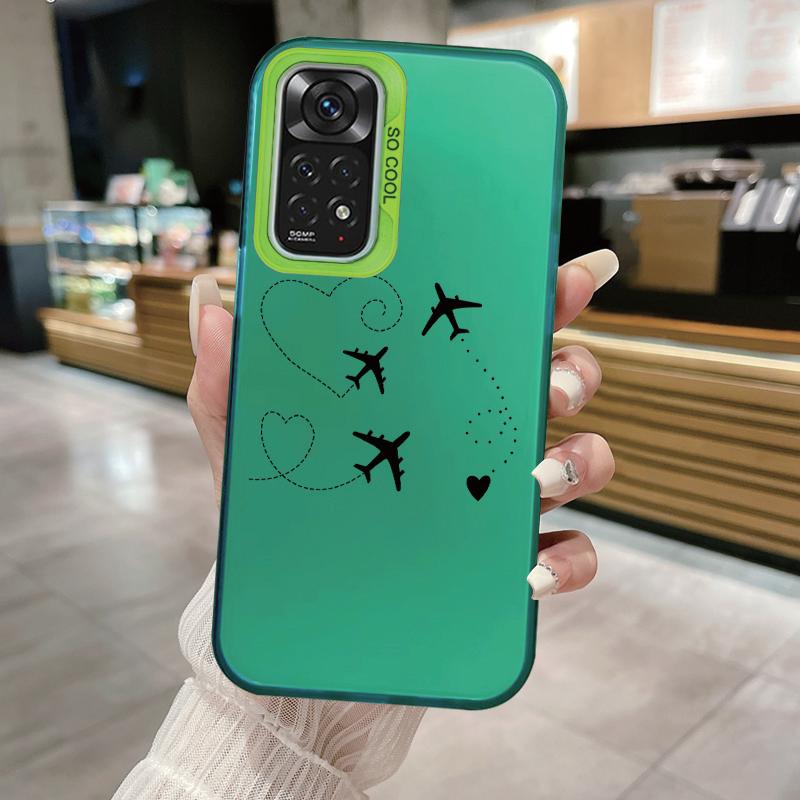For Redmi Note 11 11S 14 13 Note14 Note13 Pro 5G 4G Case Shockproof TPU Soft Bumper Hard Back Cover Love Heart Aircraft Fundas
