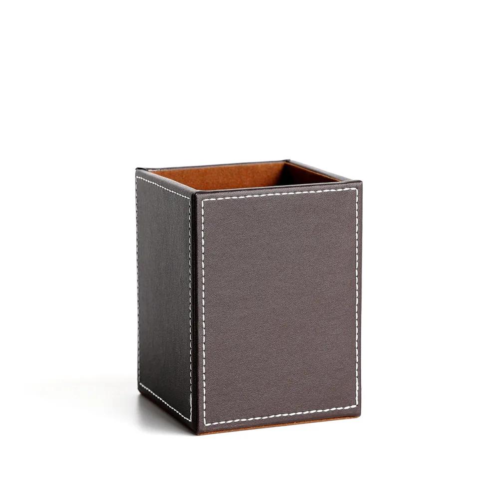 Круглый держатель для ручек из кожи в стиле ретро, настольный тубус для хранения канцелярских принадлежностей, отделочных материалов, настольный органайзер