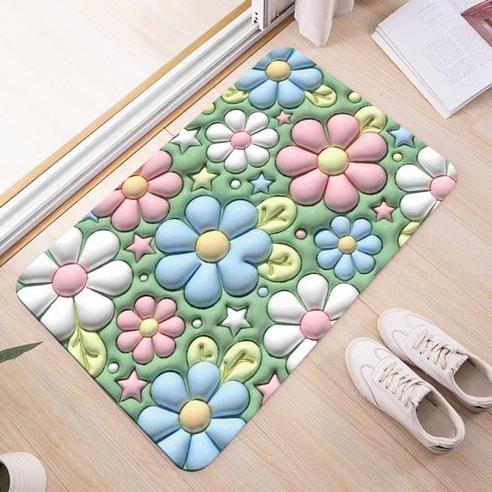 Напольный коврик с 3D-визуальным эффектом, быстросохнущий, 40x60 см, с цветочным узором, для ванной комнаты, противоскользящий