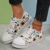 Women's Canvas Shoes Fashion Flat Casual Shoes Plus Size Printed Lace-up Round Toe Women Vulcanzed Shoe Zapatillas Mujer