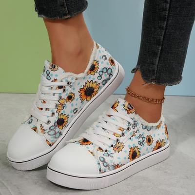 Женские парусиновые туфли, модные повседневные туфли на плоской подошве, большие размеры, с принтом, на шнуровке, с круглым носком, женские туфли из вулканизированной кожи Zapatillas Mujer