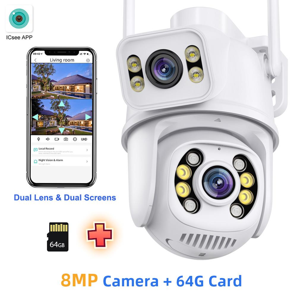 Камеры видеонаблюдения Wi-Fi 8MP Dual Lens Security Protect CCTV Camera Outdoor Human Detection Wireless PTZ IP Camera ICSee Lenovo