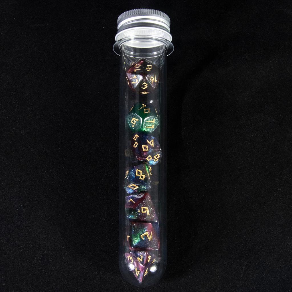 Набор многогранных кубиков DND, кубики смешанных цветов для настольной игры, реквизит для обучения математике, сувенирный подарок, 42 кубика, 6 туб, 1 подставка для туб