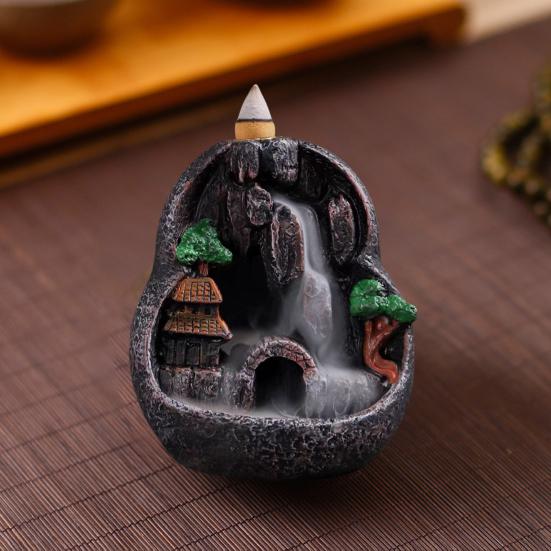 Горелка с обратным потоком, воронка с большим отверстием, быстро дымит, изысканная резная смола, орнамент для ароматерапии, ретро горный водопад, курильница для благовоний, домашний декор