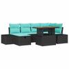 Garden Sofa Set with Cushions 7 pcs Black Poly Rattan