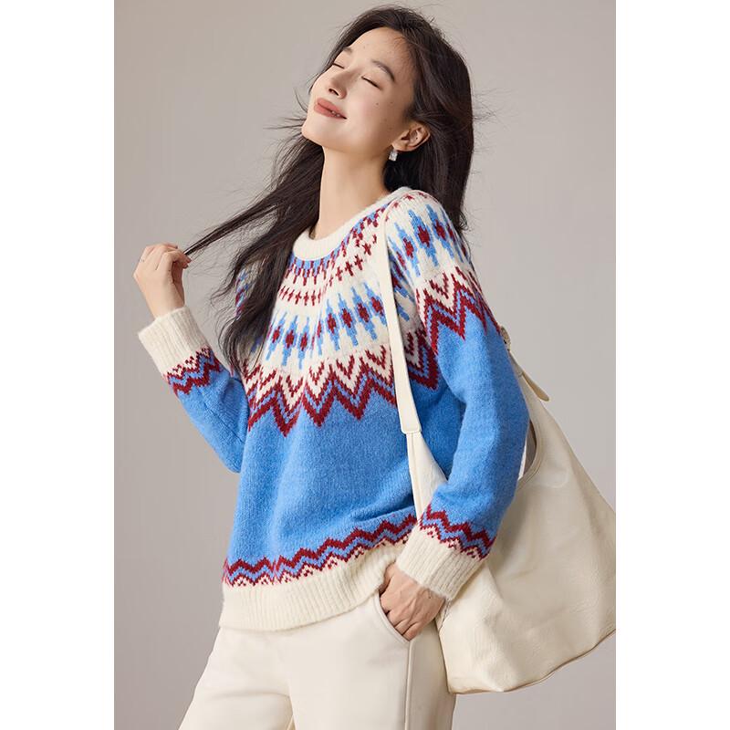 VICTORIA&VERA Женский плюшевый вязаный свитер Fair Isle