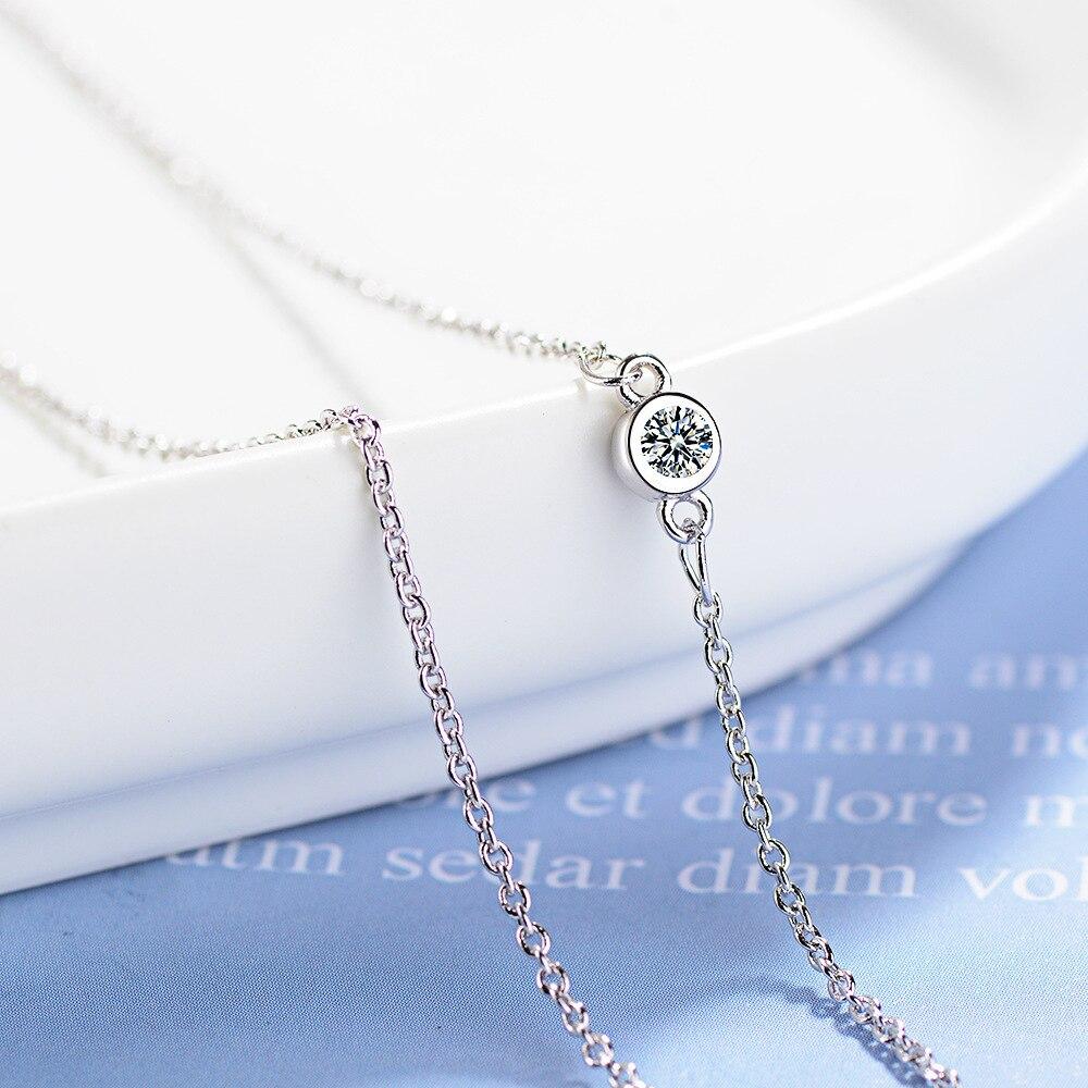 Sweet Fashion 925 Sterling Silver Flower Zirconia Clavicle Chain Necklace Collares Choker for Women S-N341